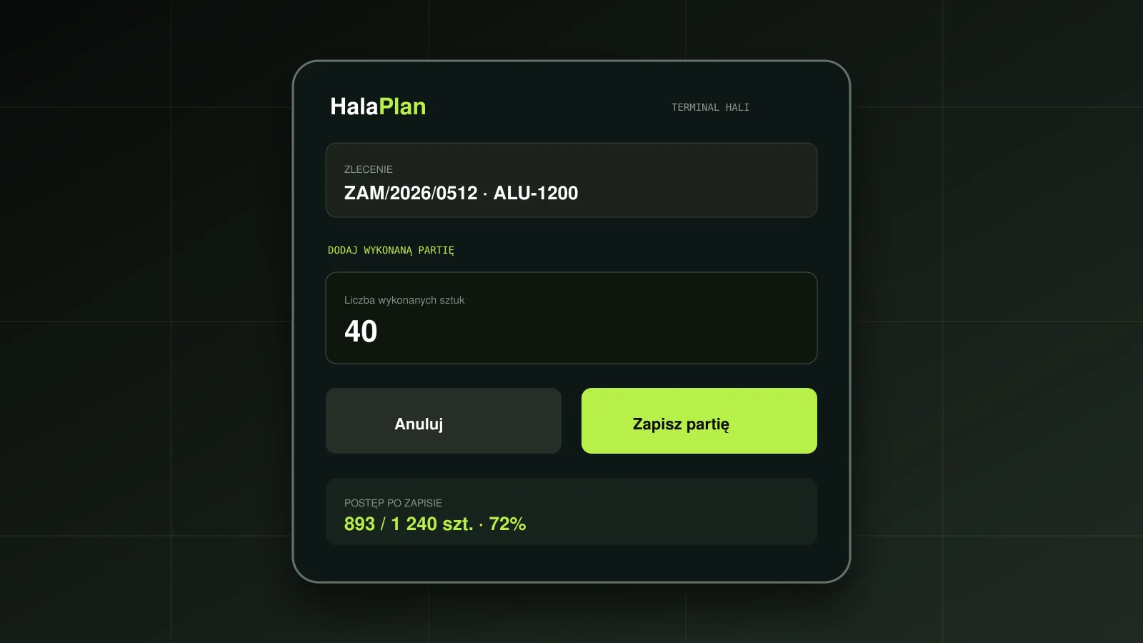 prosty program dla pracowników produkcji – HalaPlan